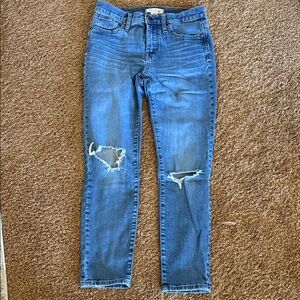 Women’s Madewell skinny crop jeans 9” high rise with rips sz 26